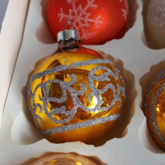 6 Vintage Glass Christmas Ornaments with Glitter Rauch German Misc - Picture 4 of 10